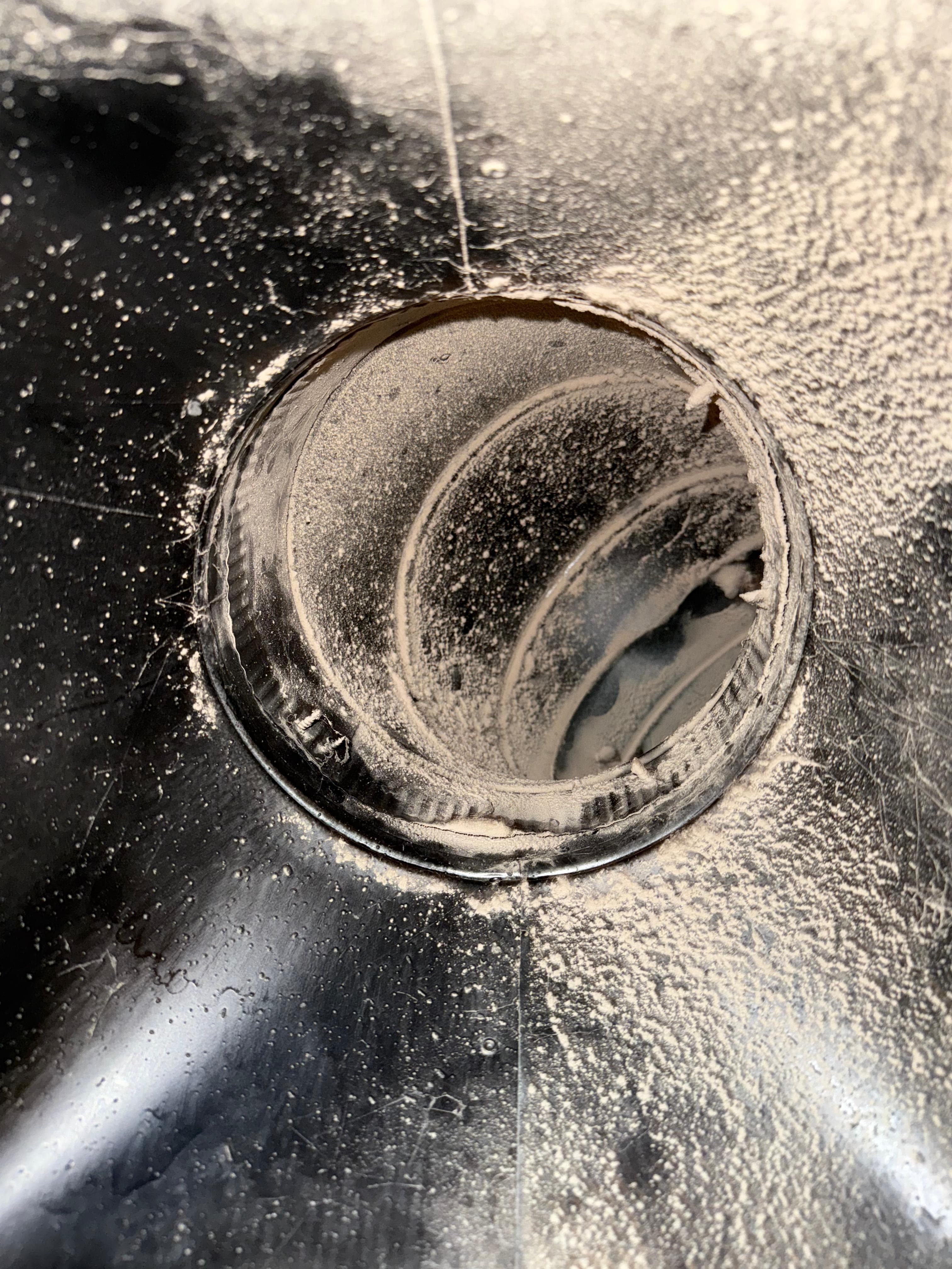 Chimney flue lined with creosote before sweep - Tigard OR